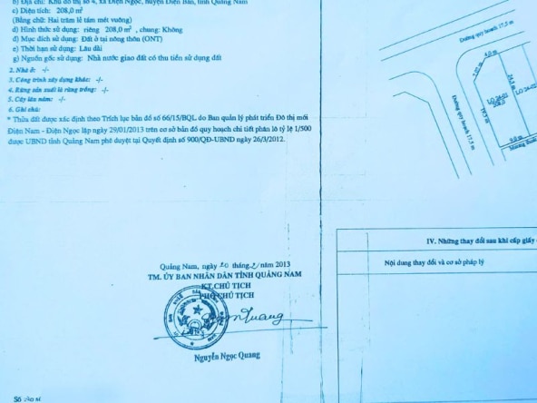 Lô góc khu đô thị số 4 Điện Ngọc Lo24-01 sổ đỏ