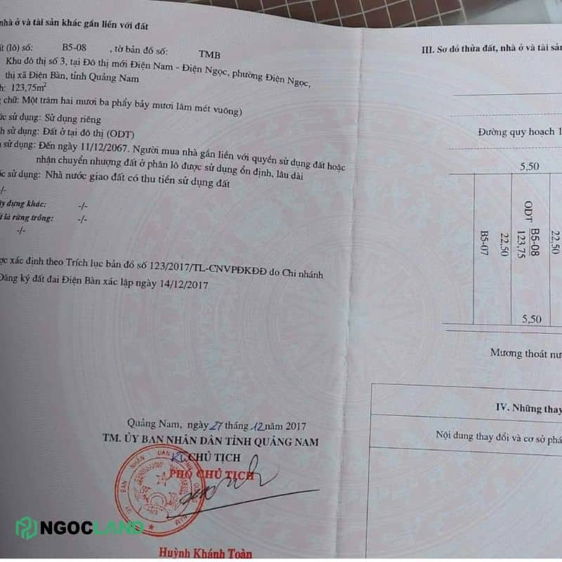 Đất khu đô thị số 3 Điện Ngọc - B5-08 sổ đỏ